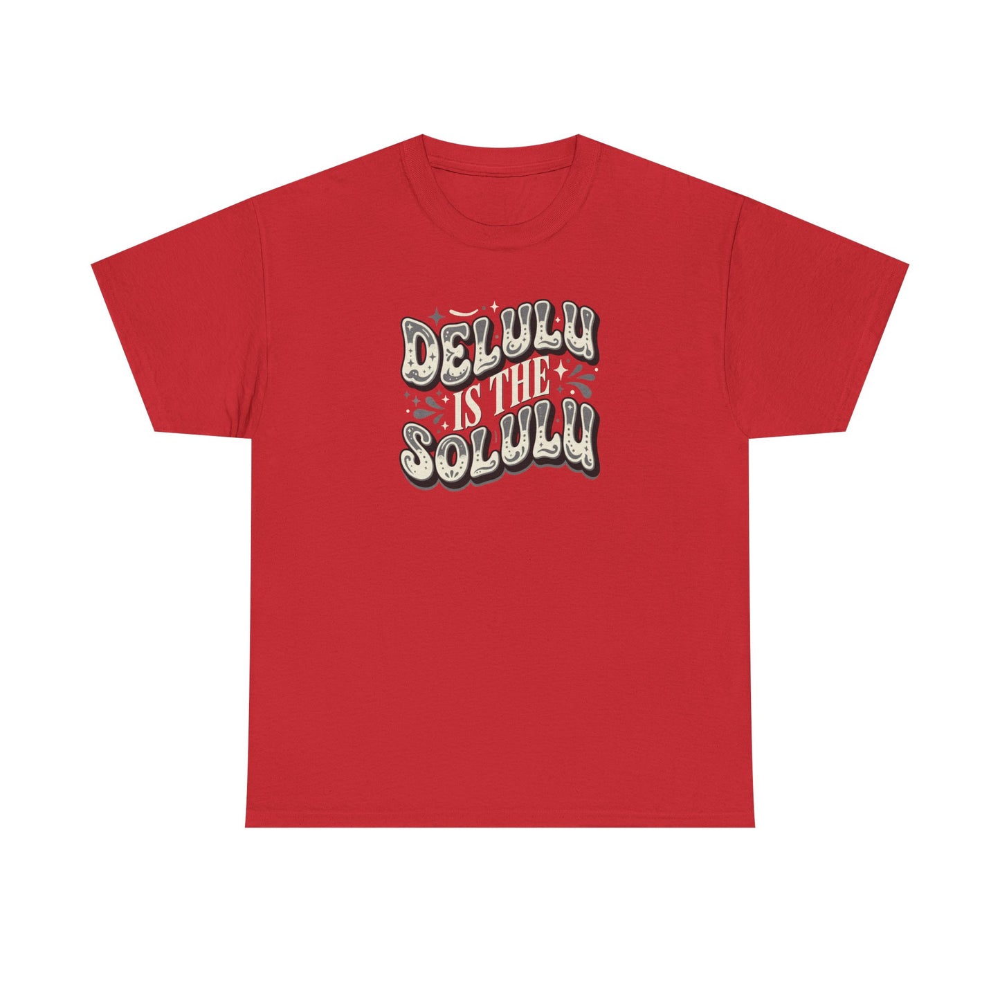 Delulu Is The Solulu Graphic Tee in Red - Front View