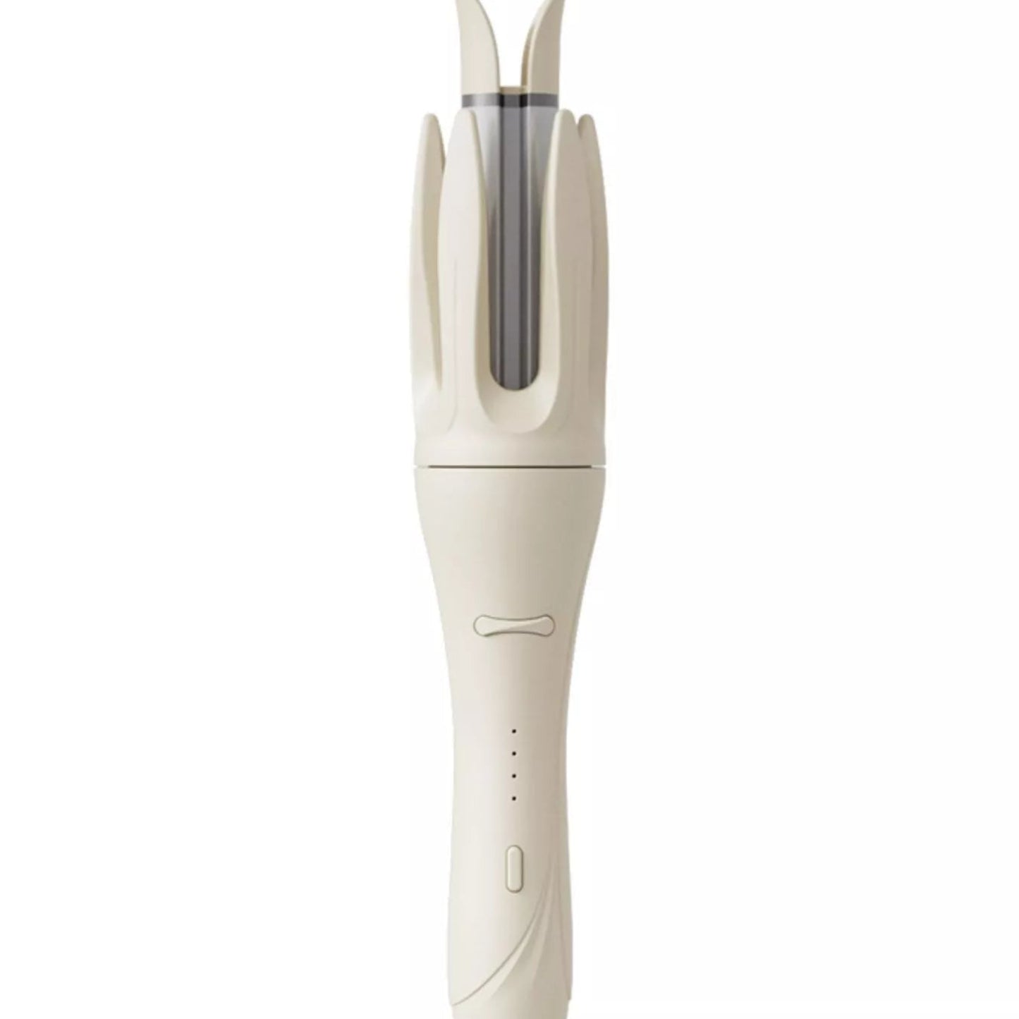Automatic Rotating Ceramic Curling Iron in Beige - Front View