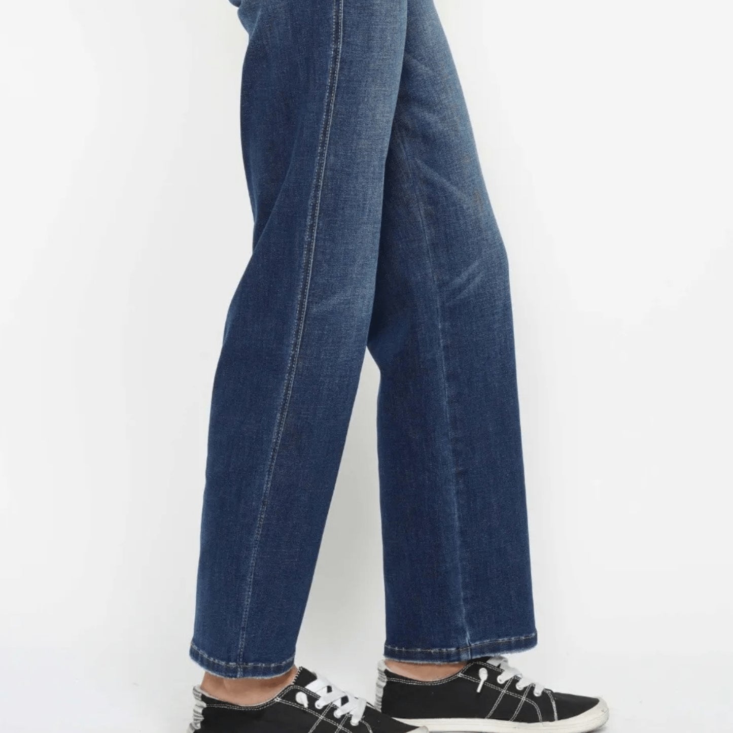 Styling view of Judy Blue slimming tummy control denim for a polished look.