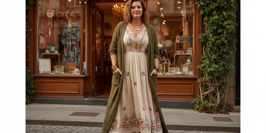 A curated collection of affordable plus-size boutique fashion featuring floral dresses, cozy knits, and chic layering pieces from Veloura Lane.