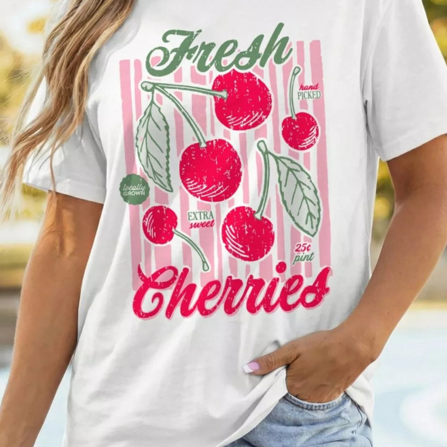 Fresh Cherries Graphic Oversized T-Shirt in White - Lifestyle View 2