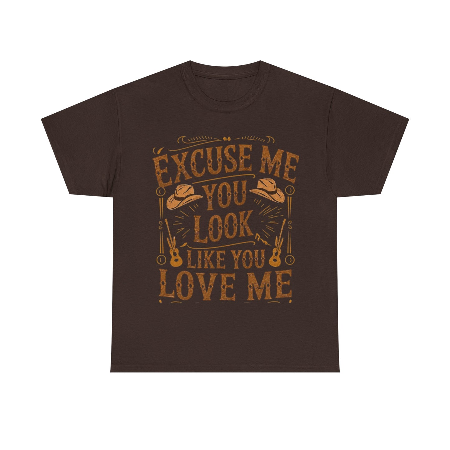 Excuse Me You Look Like You Love Me Graphic Tee in Dark Chocolate - Front View