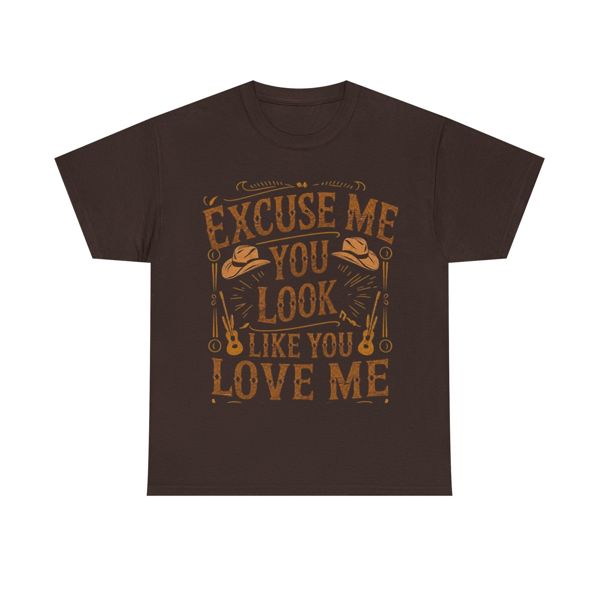 Excuse Me You Look Like You Love Me Graphic Tee in Dark Chocolate - Front View