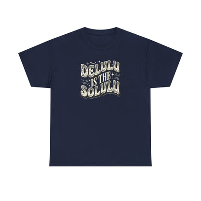 Delulu Is The Solulu Graphic Tee in Navy - Front View