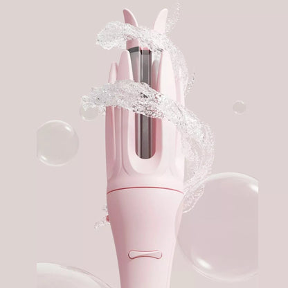 Automatic Rotating Ceramic Curling Iron in Blush Pink - Front View