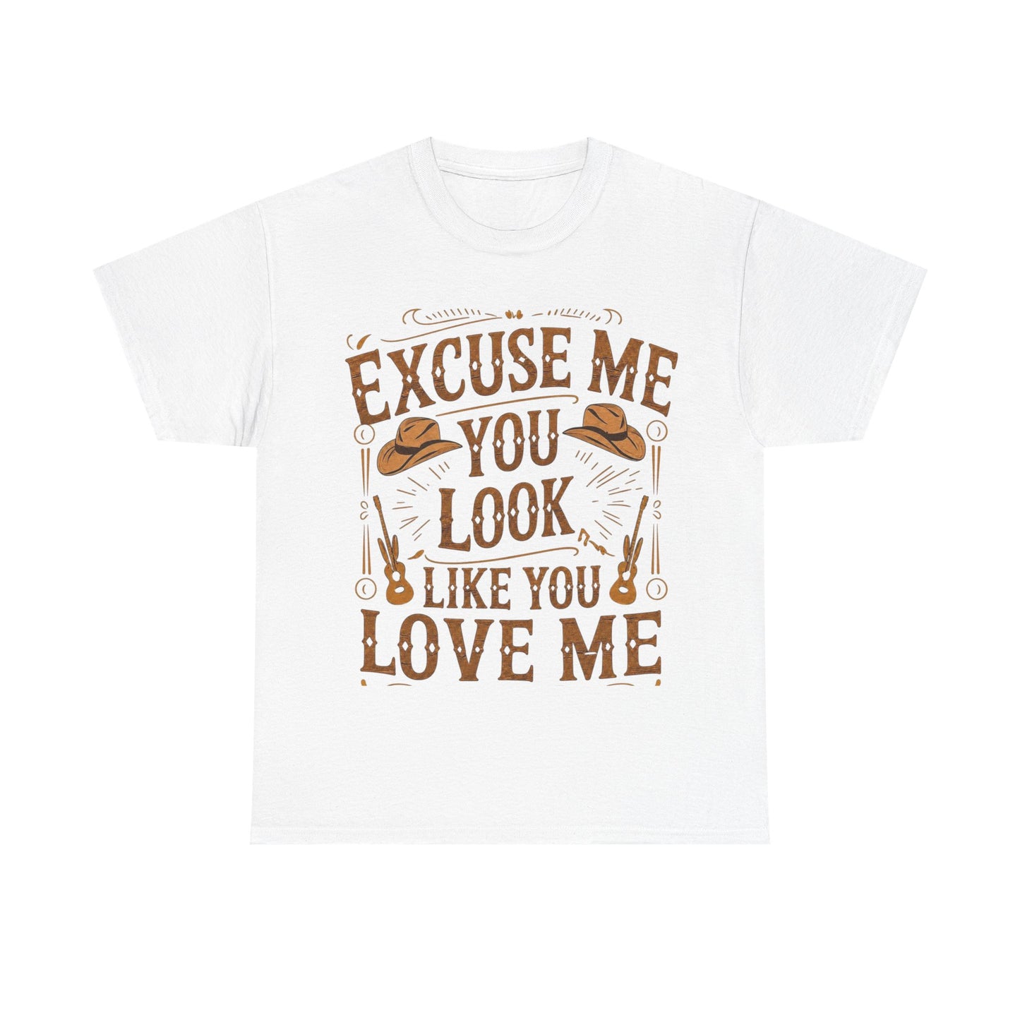 Excuse Me You Look Like You Love Me Graphic Tee in White - Front View
