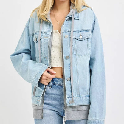 RISEN Oversized Hoodie Jacket in Light - Front View