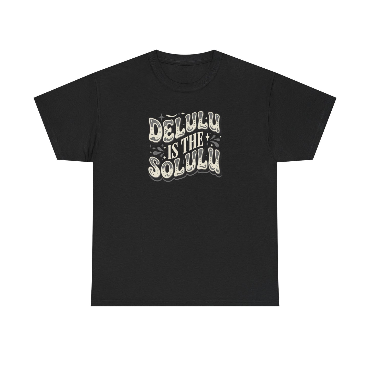 Delulu Is The Solulu Graphic Tee in Black - Front View
