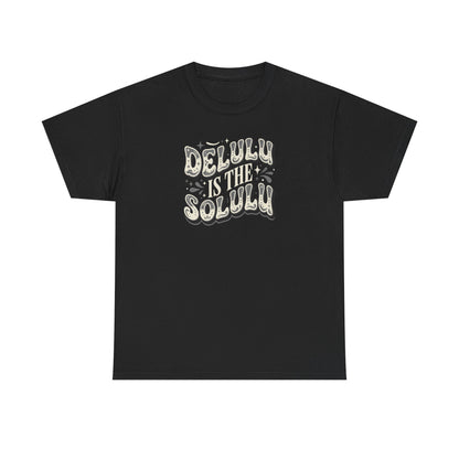 Delulu Is The Solulu Graphic Tee in Black - Front View
