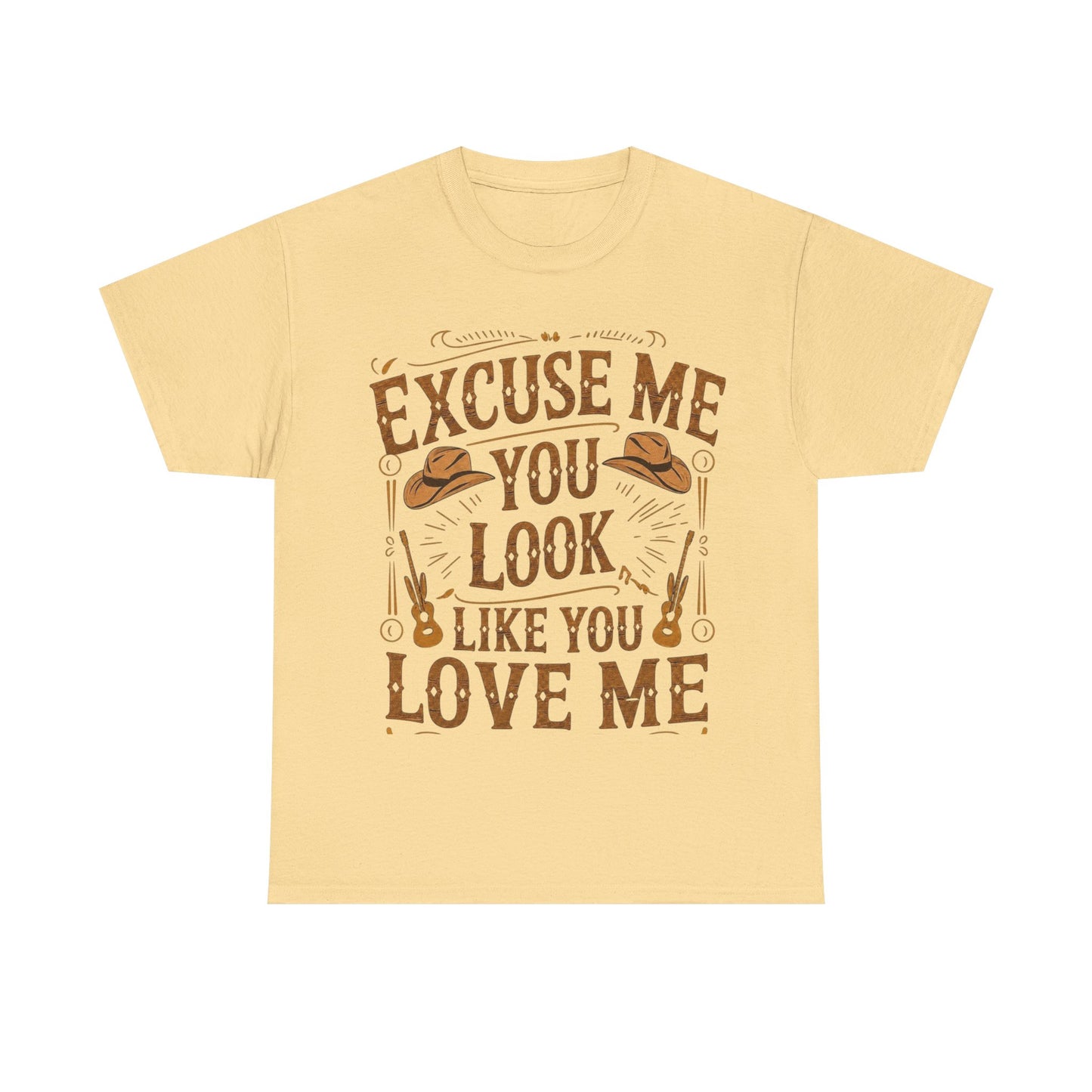 Excuse Me You Look Like You Love Me Graphic Tee in Yellow Haze - Front View
