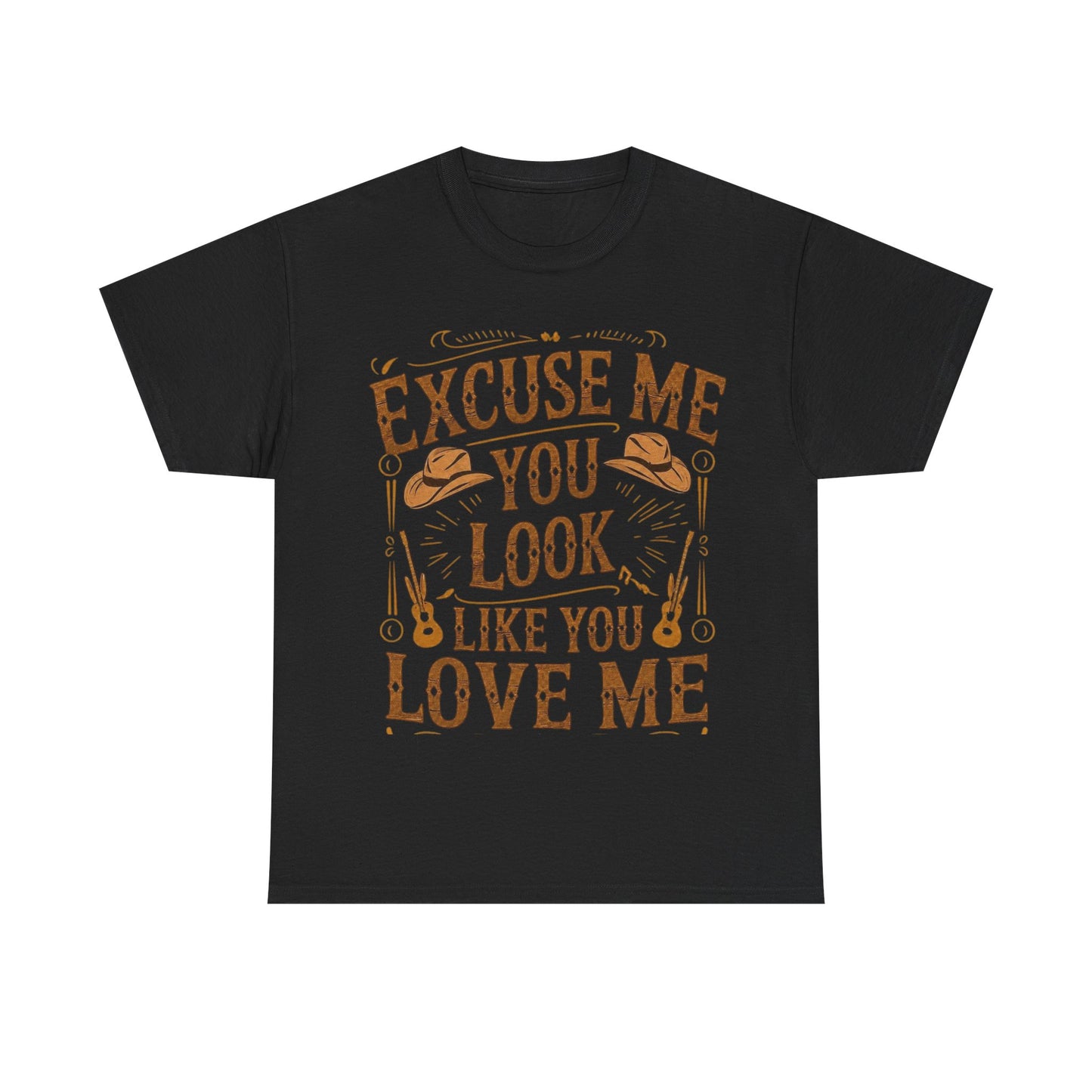 Excuse Me You Look Like You Love Me Graphic Tee in Black - Front View