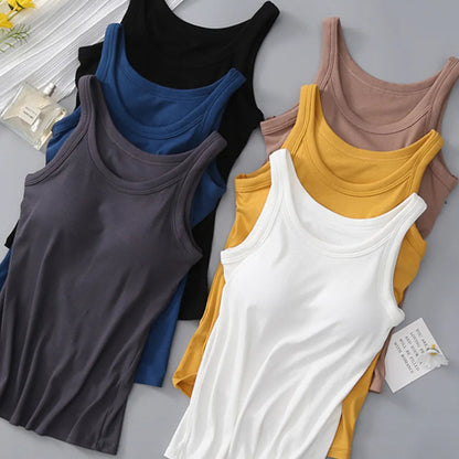 Round Neck Tank with Bra in all colors View