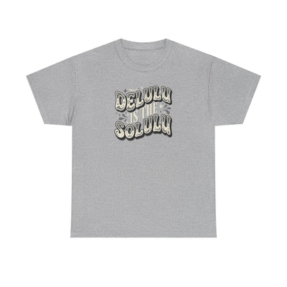 Delulu Is The Solulu Graphic Tee in Sport Grey - Front View