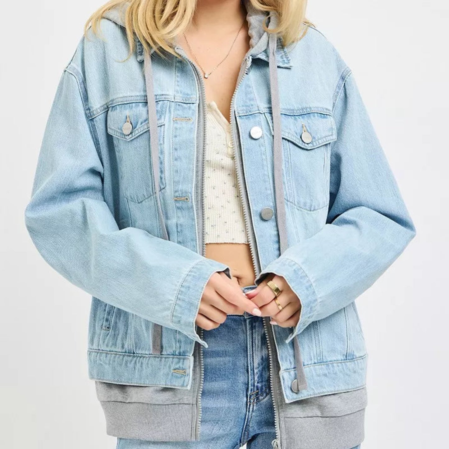 RISEN Oversized Hoodie Jacket in Light - Lifestyle View 1 