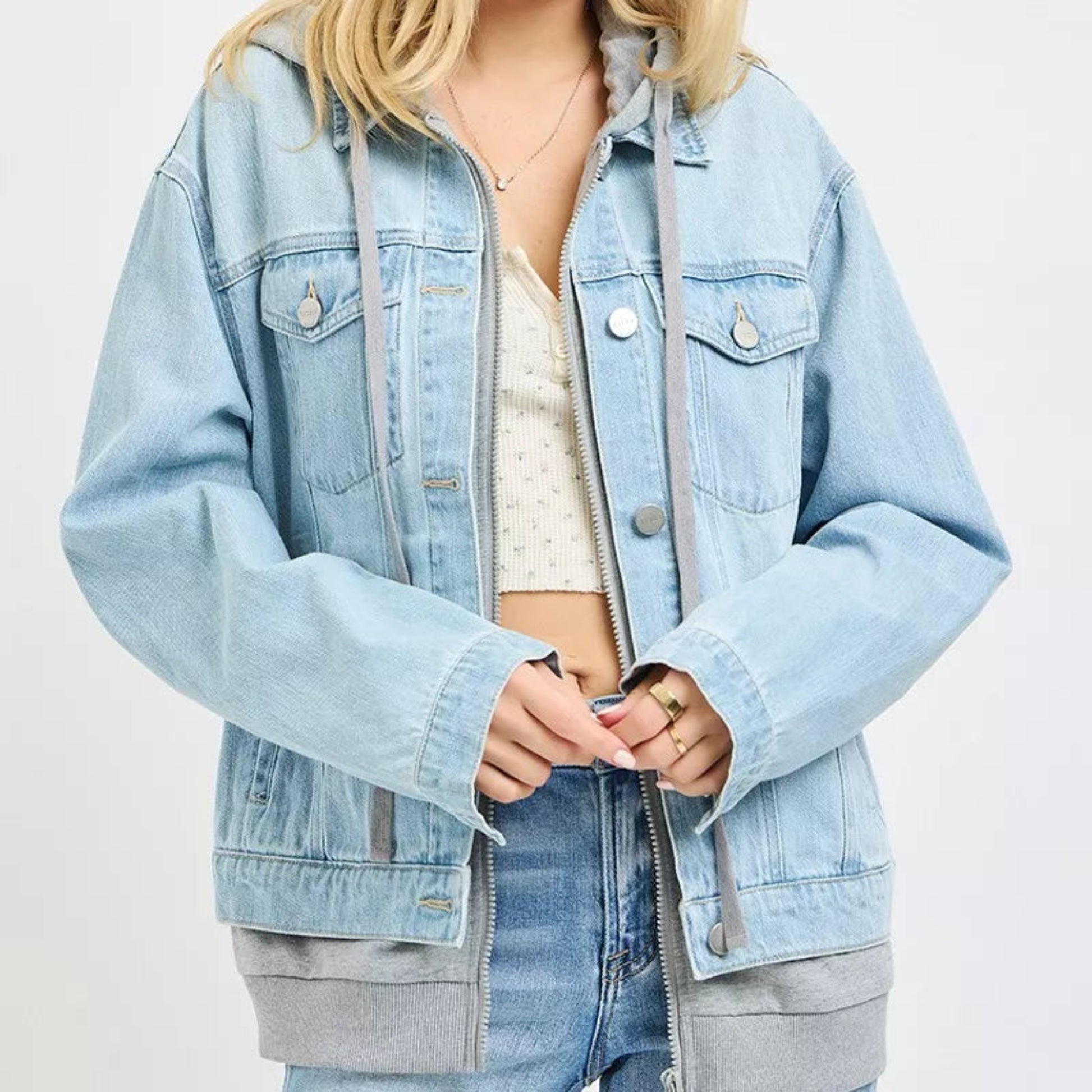 RISEN Oversized Hoodie Jacket in Light - Lifestyle View 1 