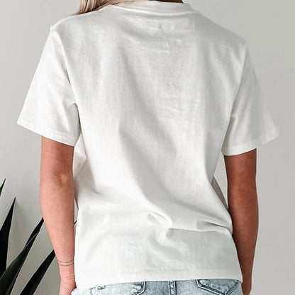 Bow Cherry AMERICA Graphic Crewneck Patriotic T-Shirt in White - Back View