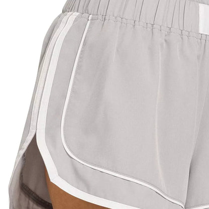 Zenana Soft Woven Lined Dolphin Shorts in Light Grey - Detail View