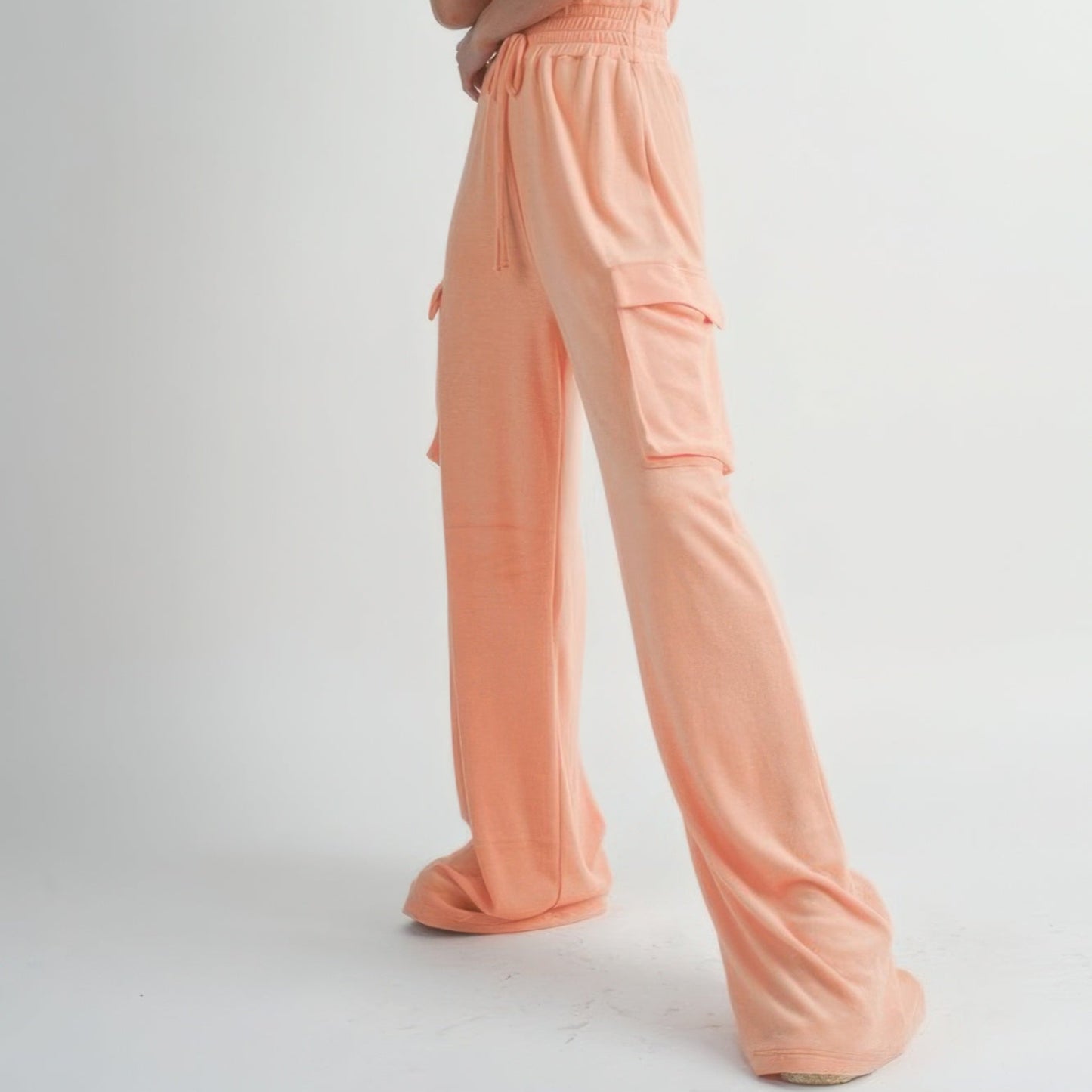 Tube Top Jumpsuit Romper in Peach - Side View