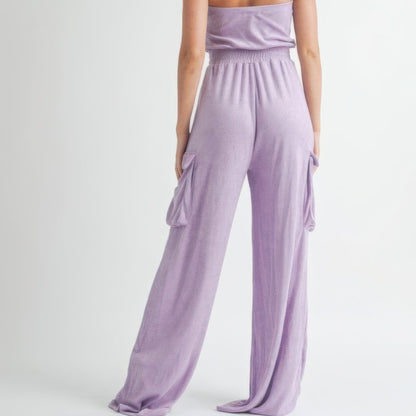 Top Jumpsuit Romper in Lavender - Back View 