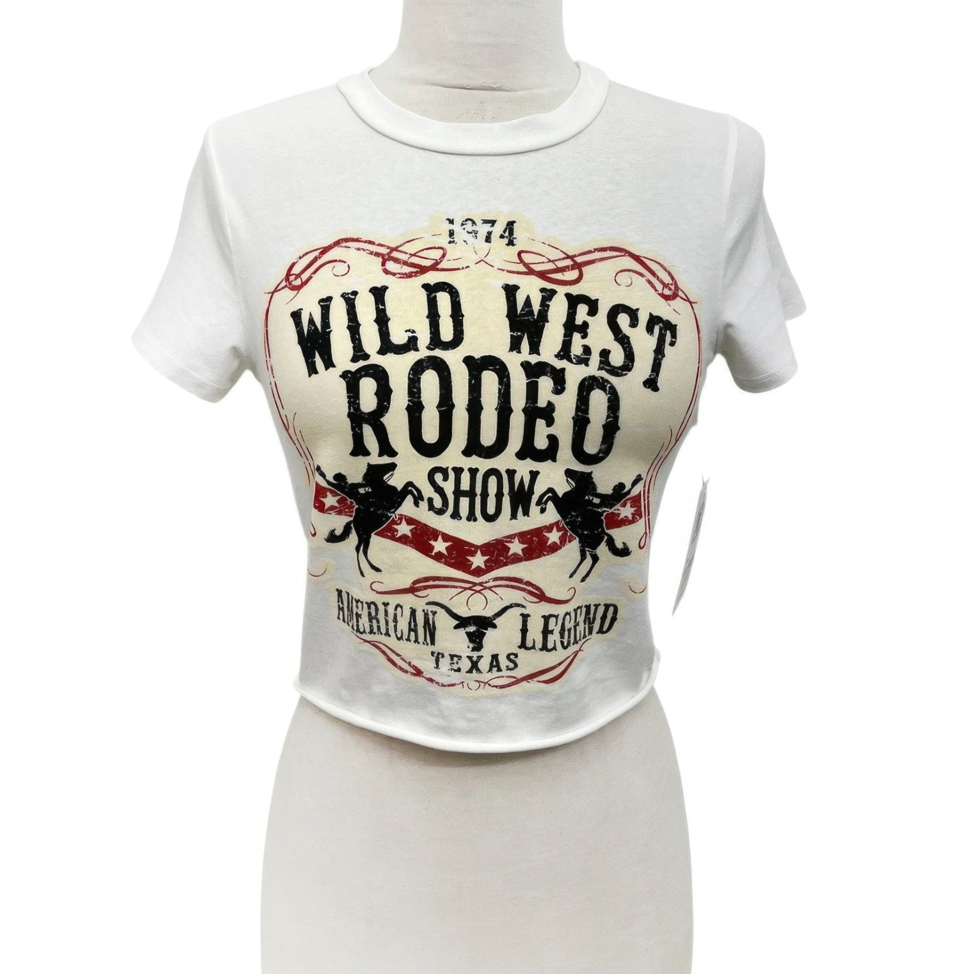 Wild West Rodeo Graphic Crop Tee- white front view