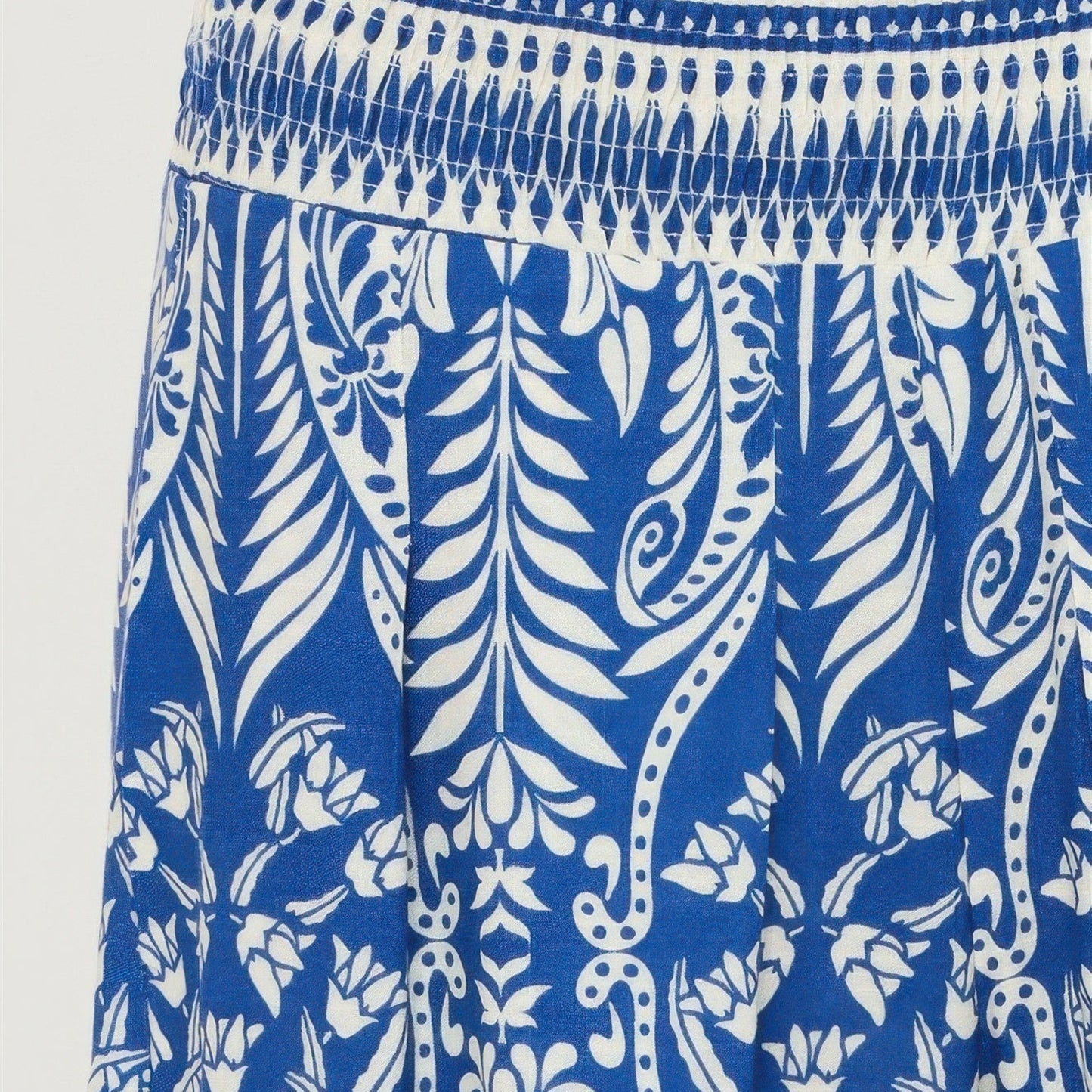 Smocked Waist Floral Pants in Blue - Detail View