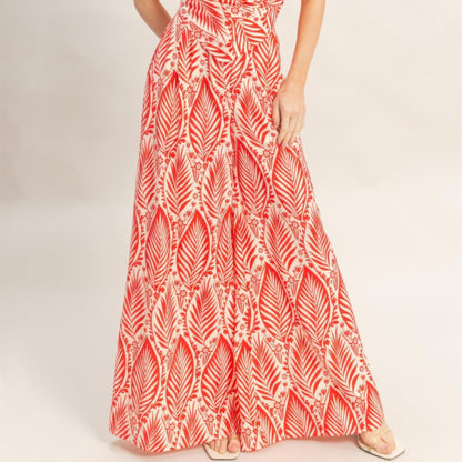 Strapless Pleated Top & Print Pants Set red lifestyle view
