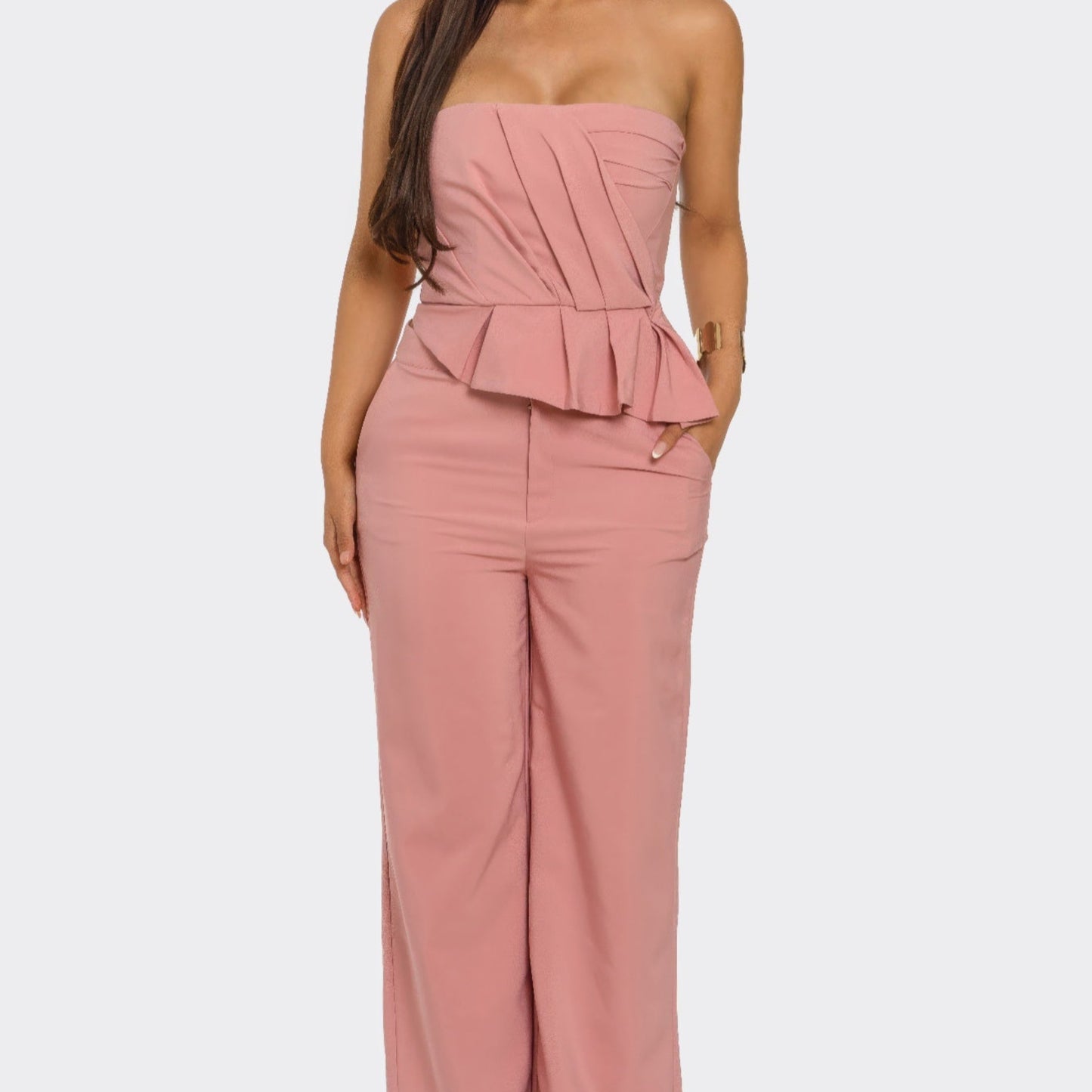 Sculpted Grace Two-Piece Set in Mauve - Front View
