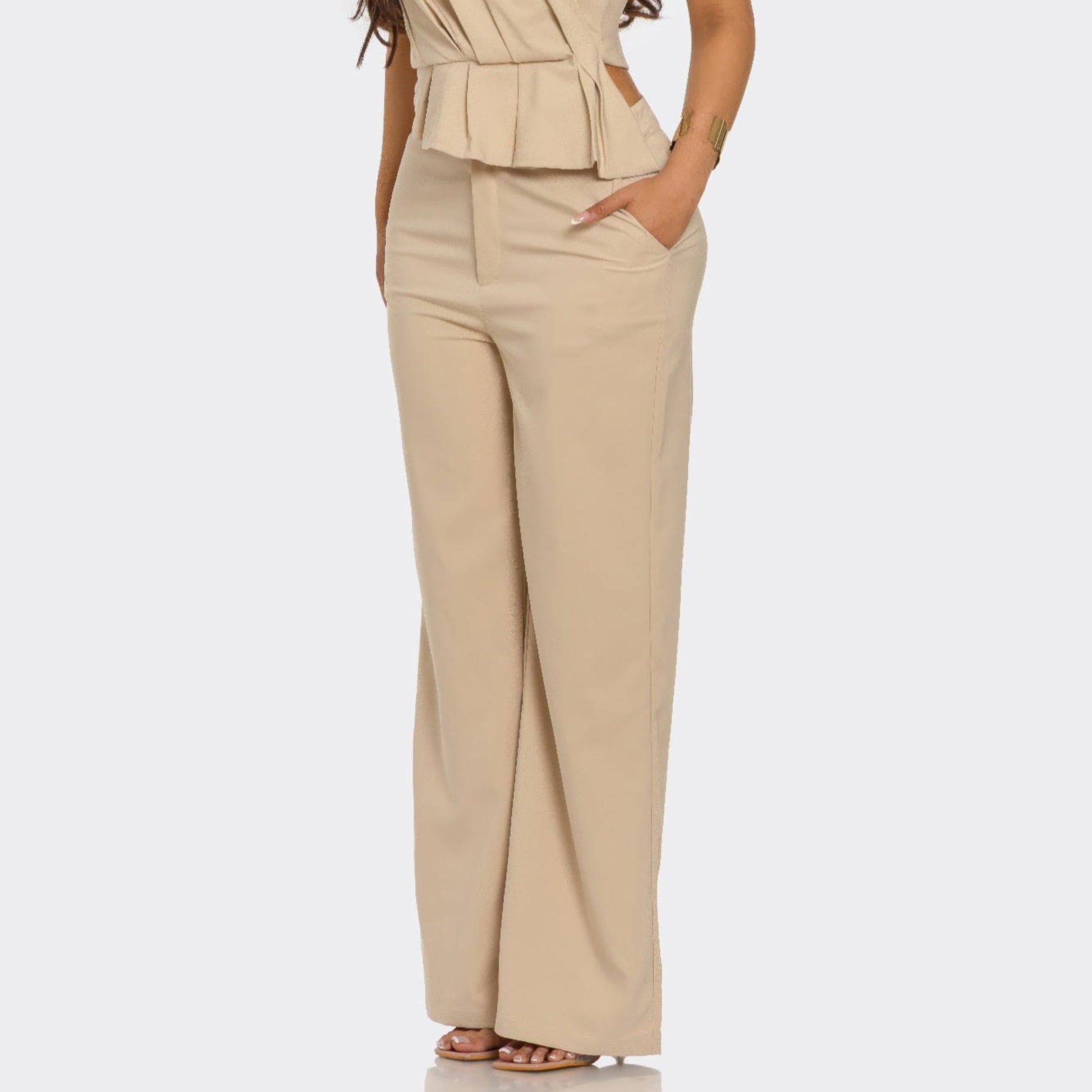 Sculpted Grace Two-Piece Set in Taupe - Side View 