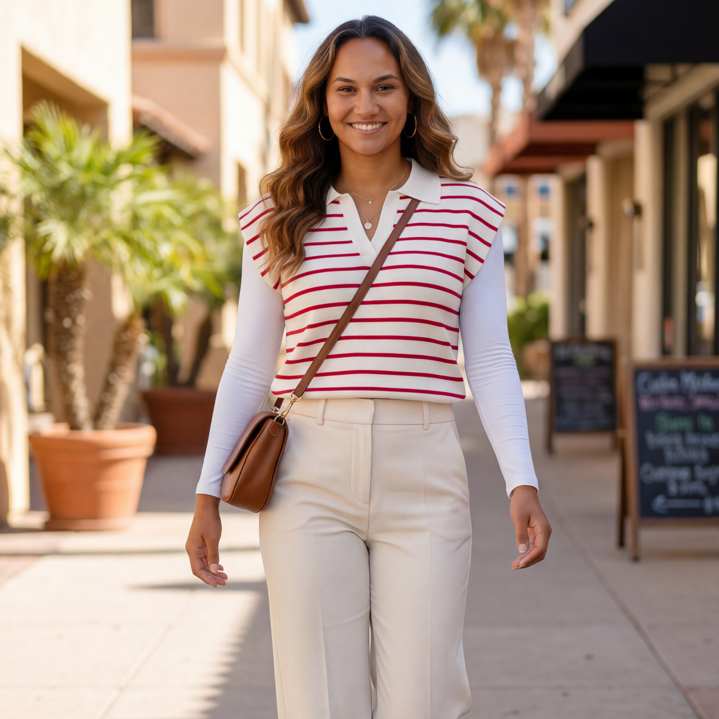 women wearing ruby red zenana sweater vest