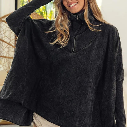 Person wearing a black fleece jacket indoors