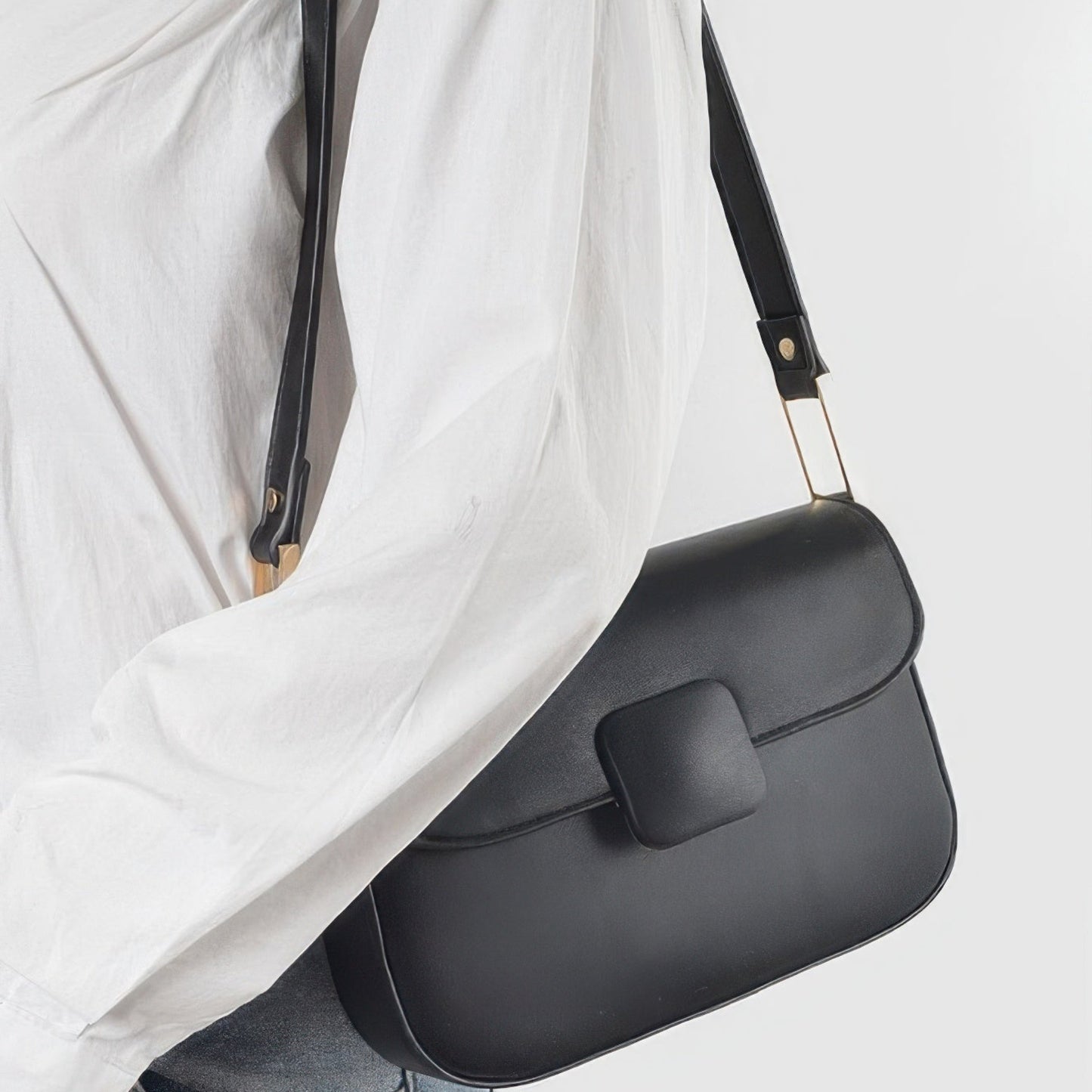 Faux Leather Shoulder Bag black lifestyle view