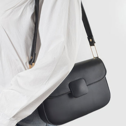 Faux Leather Shoulder Bag black lifestyle view