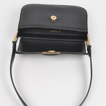 Faux Leather Shoulder Bag black internal view