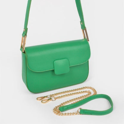 Faux Leather Shoulder Bag Green front view