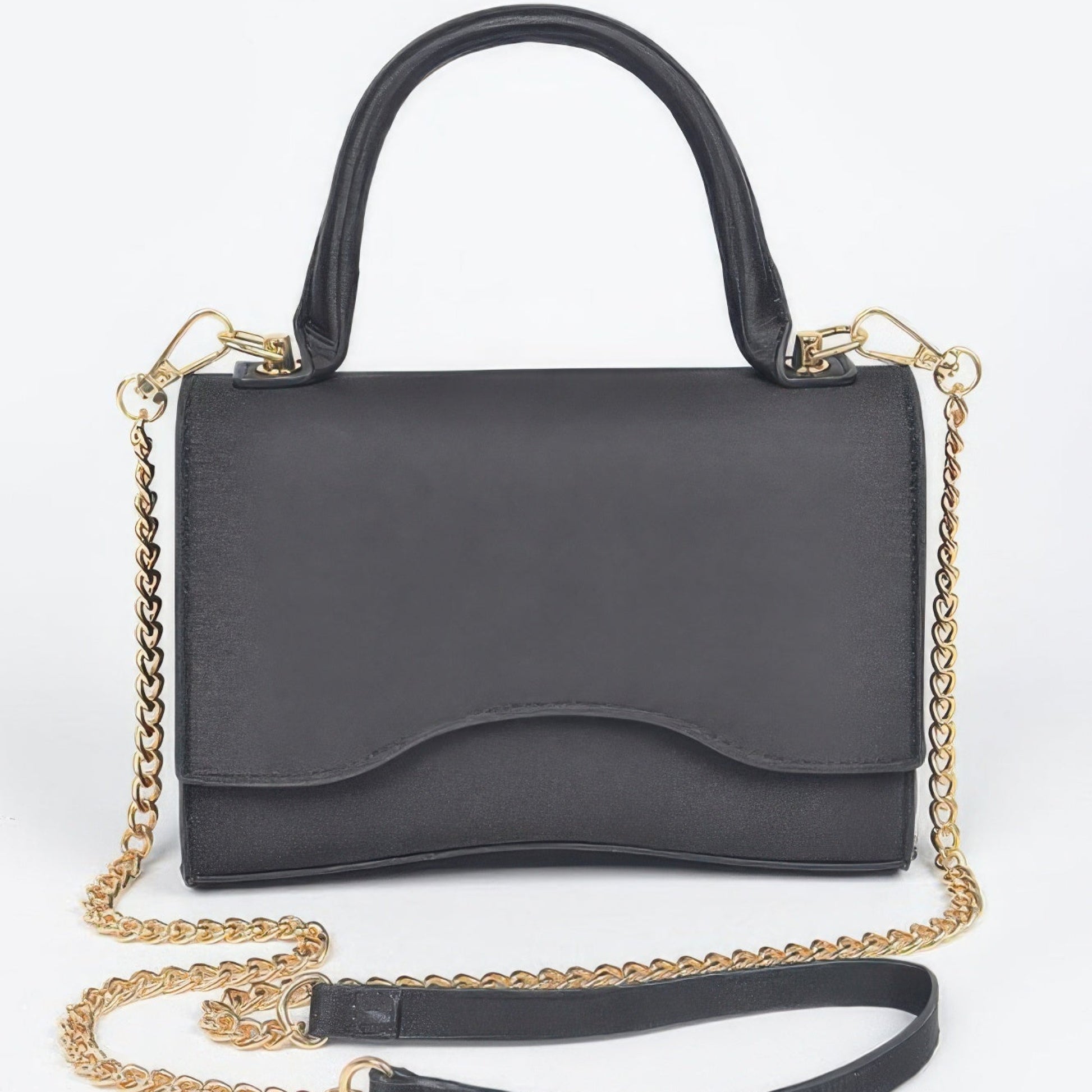 Shiny Chain Crossbody Bag in Black - Front View 