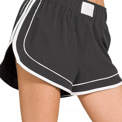 Zenana Soft Woven Lined Dolphin Shorts in Black - Side View