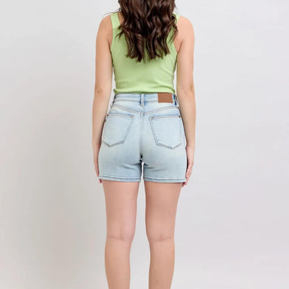 Back view of the Judy Blue denim shorts showing pocket placement.