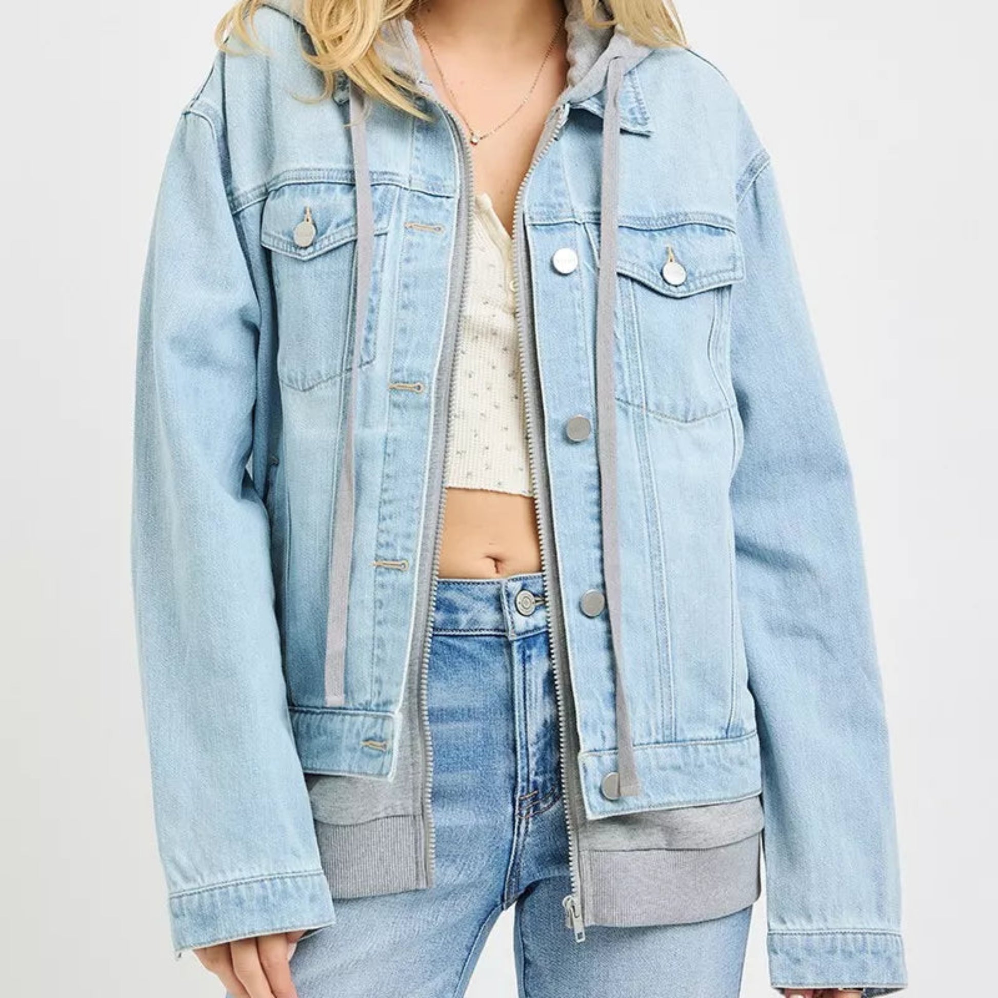 RISEN Oversized Hoodie Jacket in Light - Lifestyle View 2