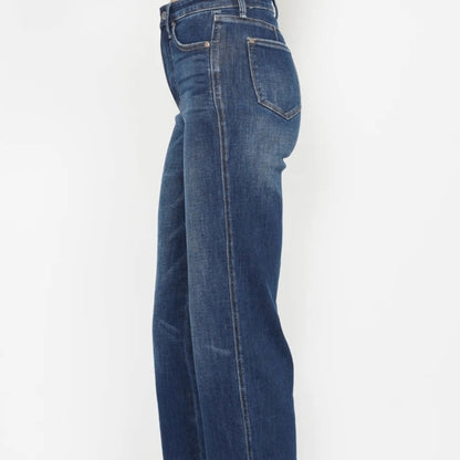Side profile view of Judy Blue high-rise tummy control skinny jeans.