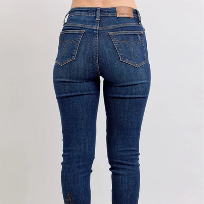 Back view of the Judy Blue embroidered high-rise skinny jeans.