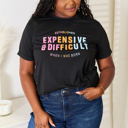 Curve model wearing the Simply Love black graphic tee in a 1X.