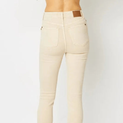 Back view of the Judy Blue Bone garment dyed skinny jeans.
