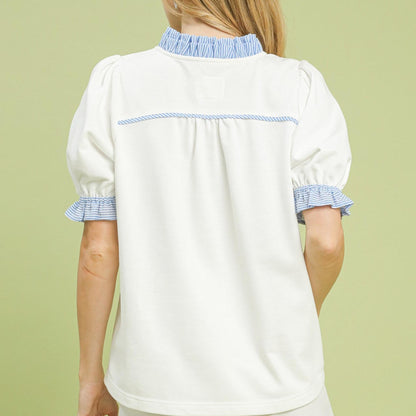 Back view of the Umgee Off White French Terry top showing the relaxed, comfortable fit.